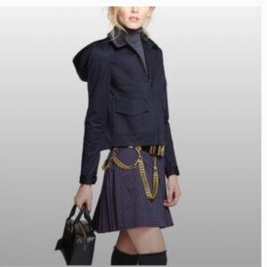 Tory Burch Navy Pleated Skater Skirt Academia Preppy Sz 4